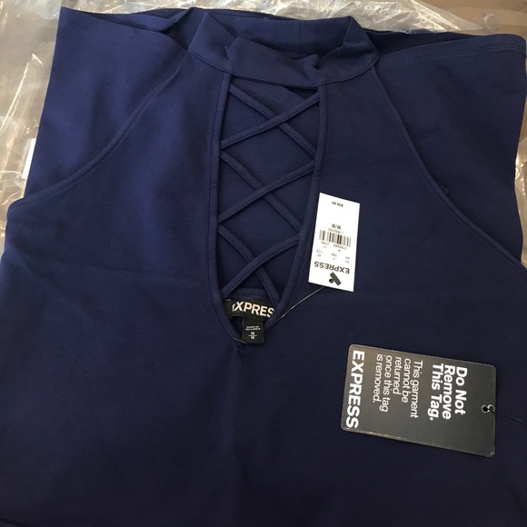 Lace-Up Skater Dress from Express ✨💥 Navy - Picture 6 of 8