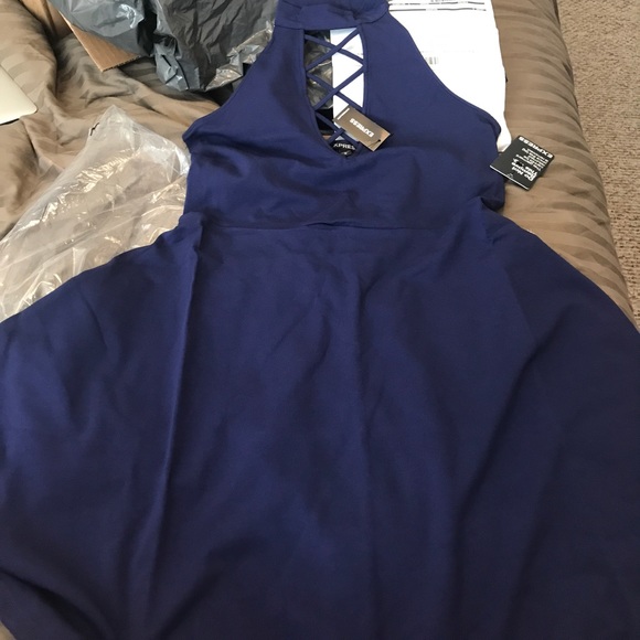 Lace-Up Skater Dress from Express ✨💥 Navy - Picture 7 of 8