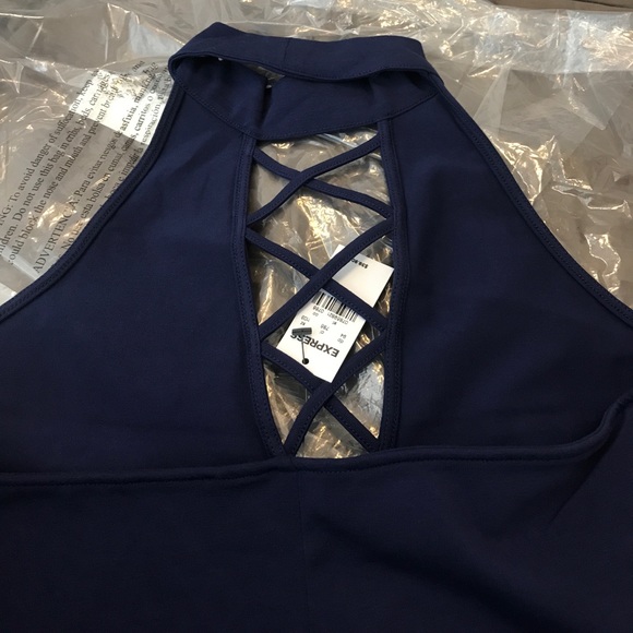 Lace-Up Skater Dress from Express ✨💥 Navy - Picture 8 of 8