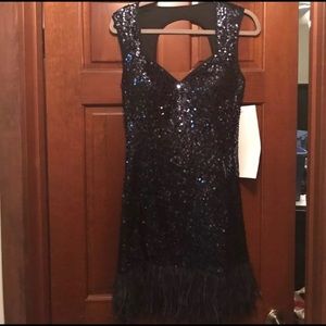 GUESS faux feather sequin dress NWT