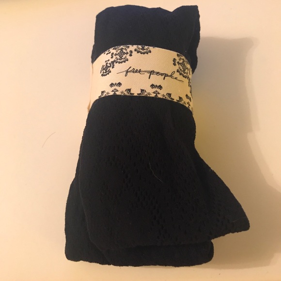 NEW Free People Back at it black design tights - Picture 2 of 3