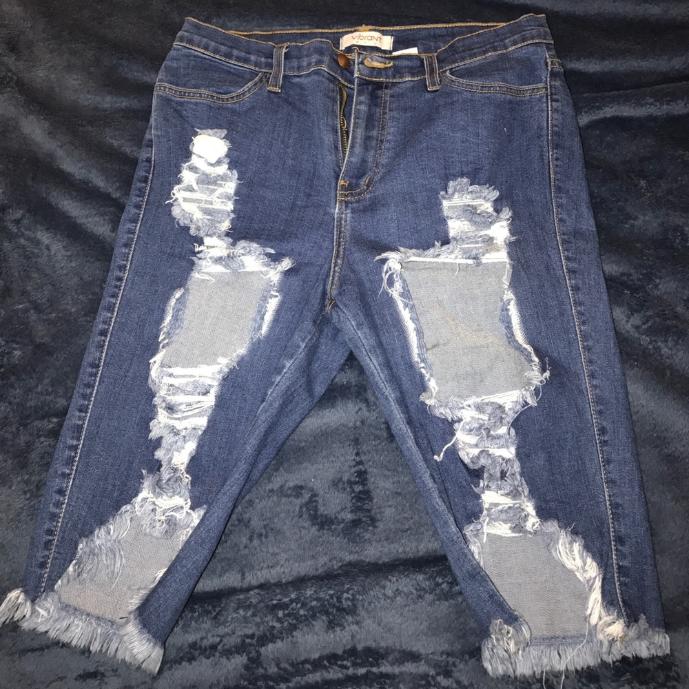 Distressed Denim Bermuda Shorts