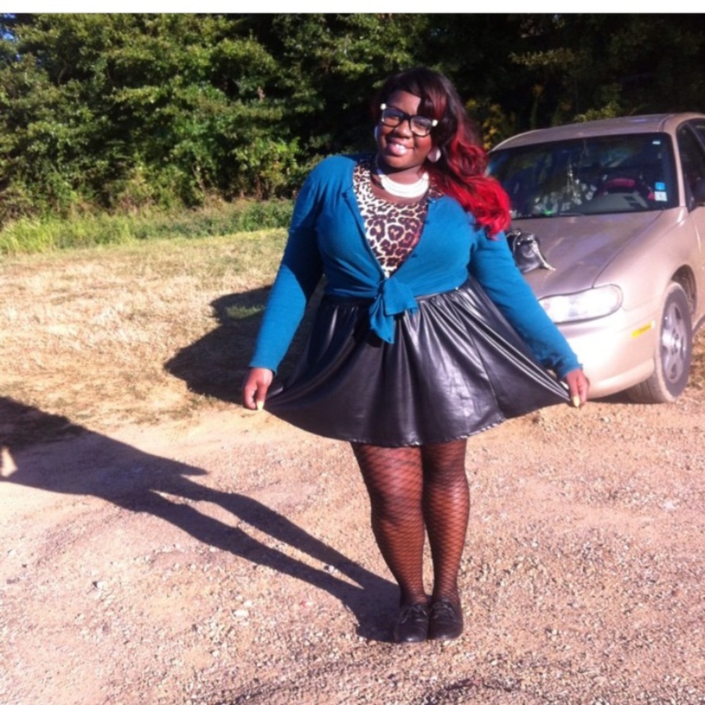 Black leather skater skirt. Worn twice!