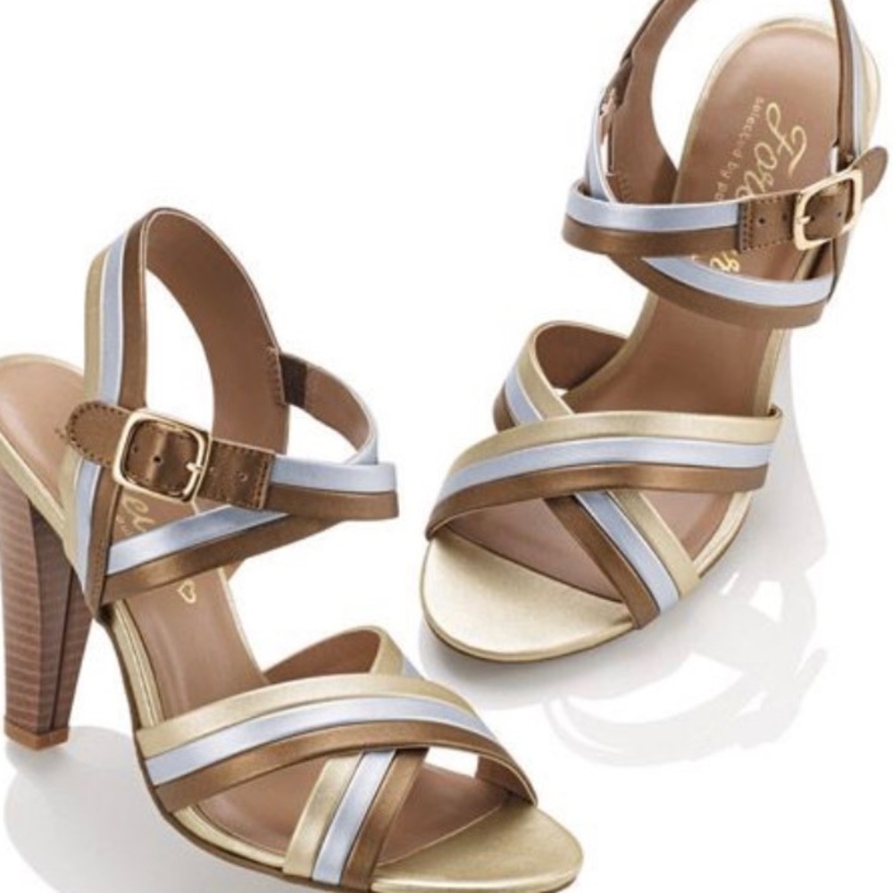 Paula Abdul Simply Strappy Metallic Heels