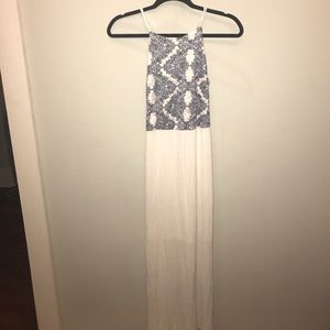 White and Blue Maxi Dress