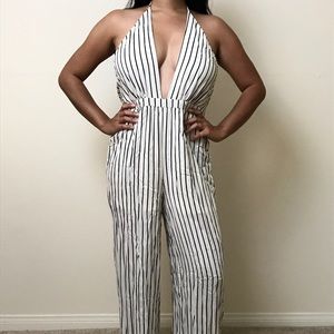 Stripe halter top jumpsuit
