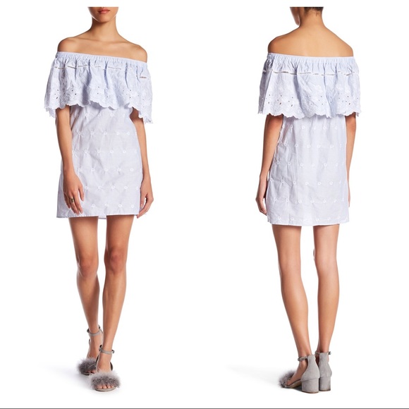 Over the Shoulder Eyelet Flutter Dress - Picture 2 of 7