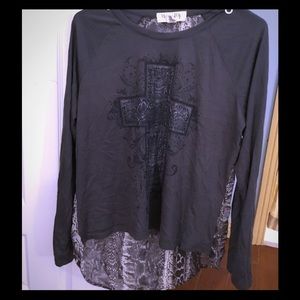 Cross and snake skin pattern shirt