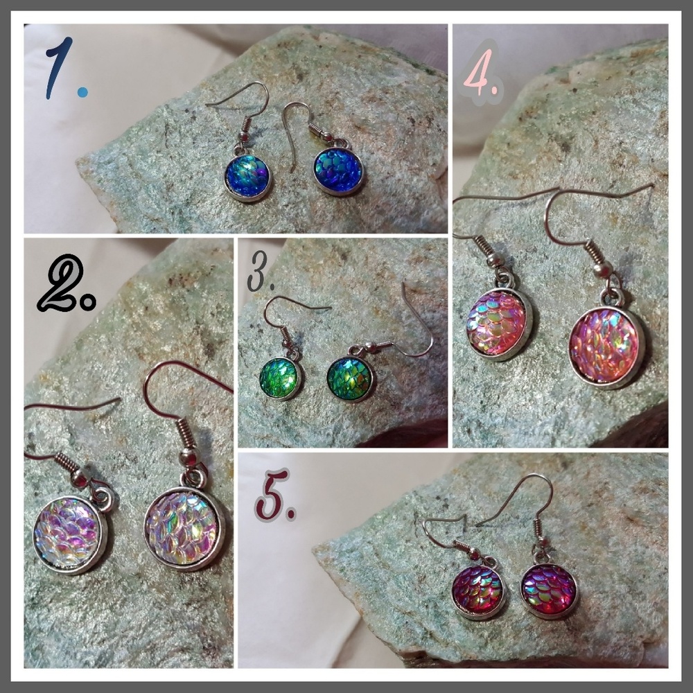 Earrings~Unique~Luminous Iridescent Mermaid/Fish Scale,dropEarrings~ Handcrafted