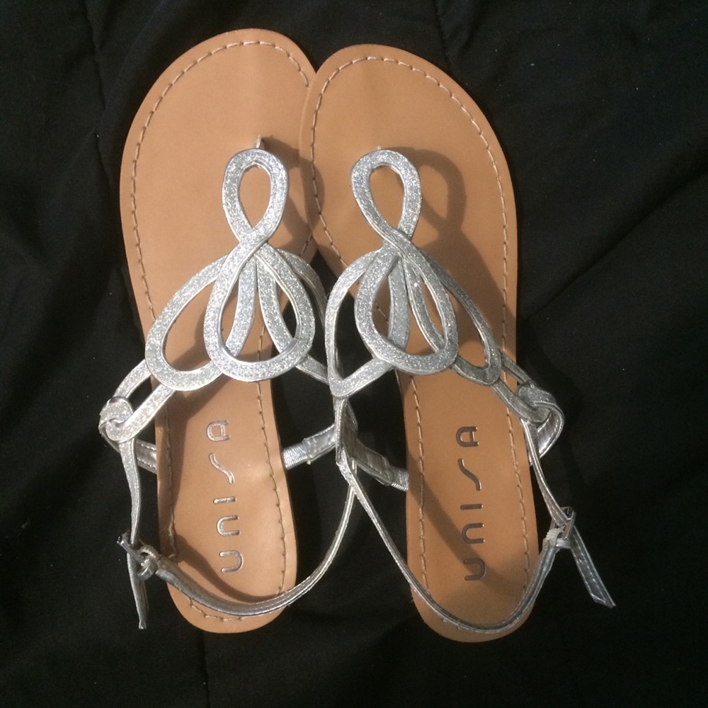 Silver wedged sandals