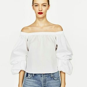 Zara Off the Shoulder Top White XS NWT