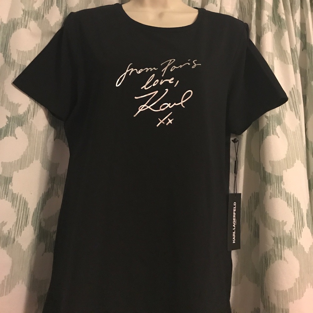 Karl Lagerfeld black jersey knit tee Medium