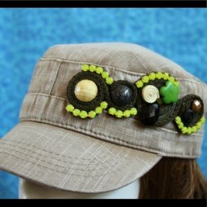 Women hat with handmade decoration-soutache techn