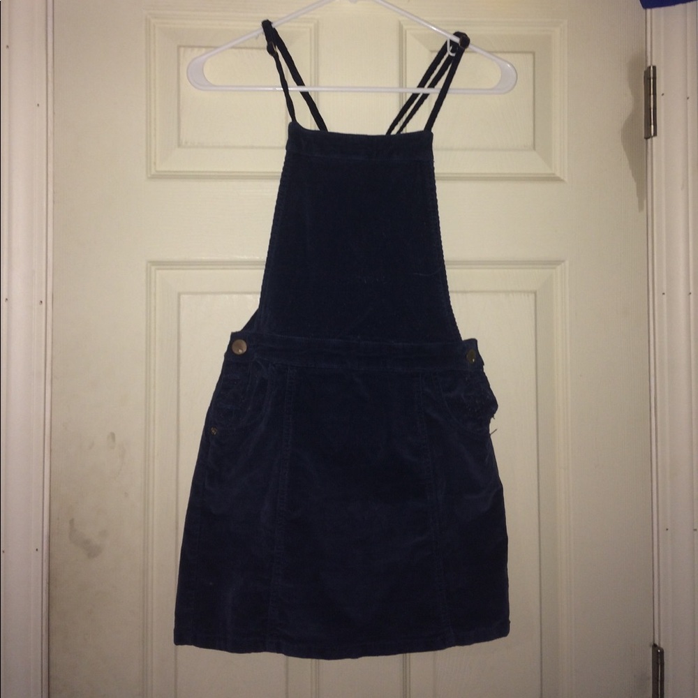 Corduroy navy blue overall dress