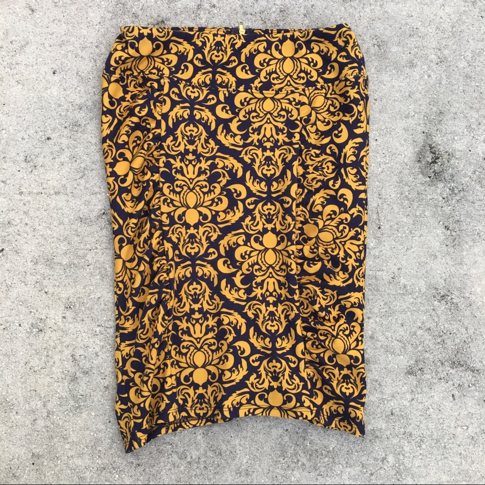 Xhilaration Navy Gold Fleur Stretch Mini