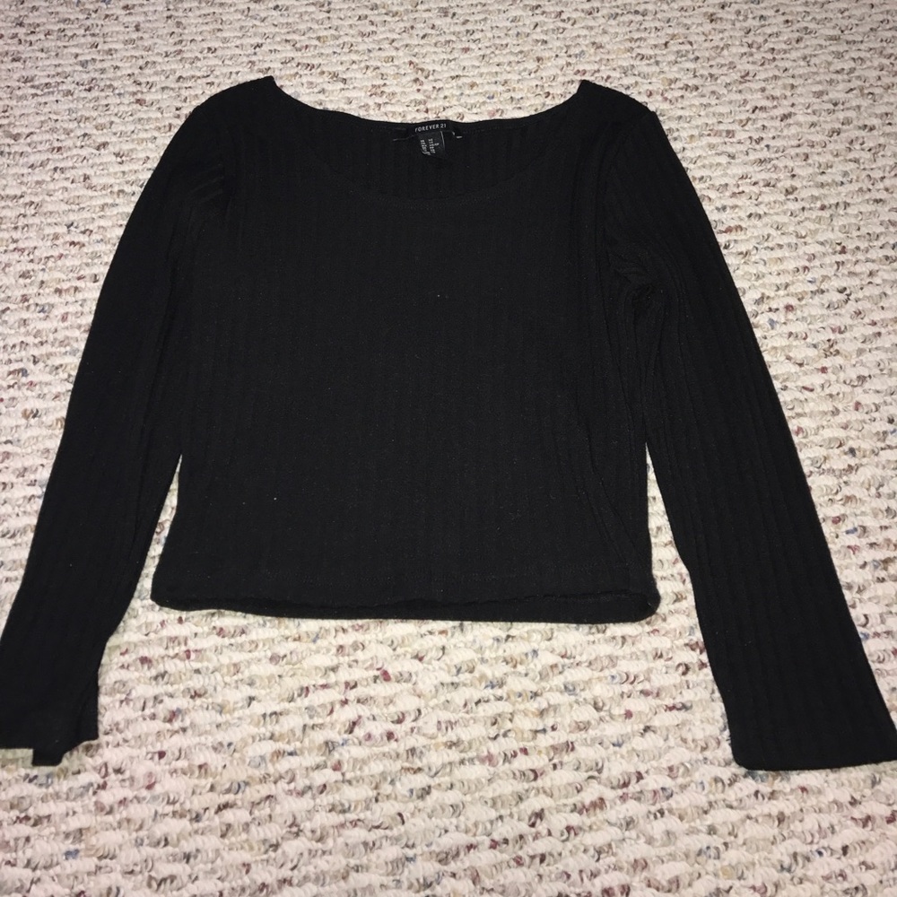 Forever 21 Black Long Sleeve Crop Top