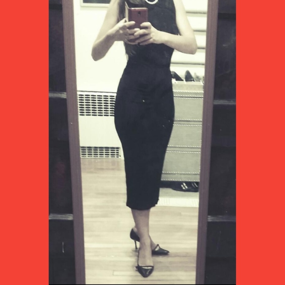 NWOT Gabriella Frattini Long Black Stretch Dress