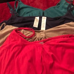 4 Avon navy, aqua, tan, & red camisoles-3x