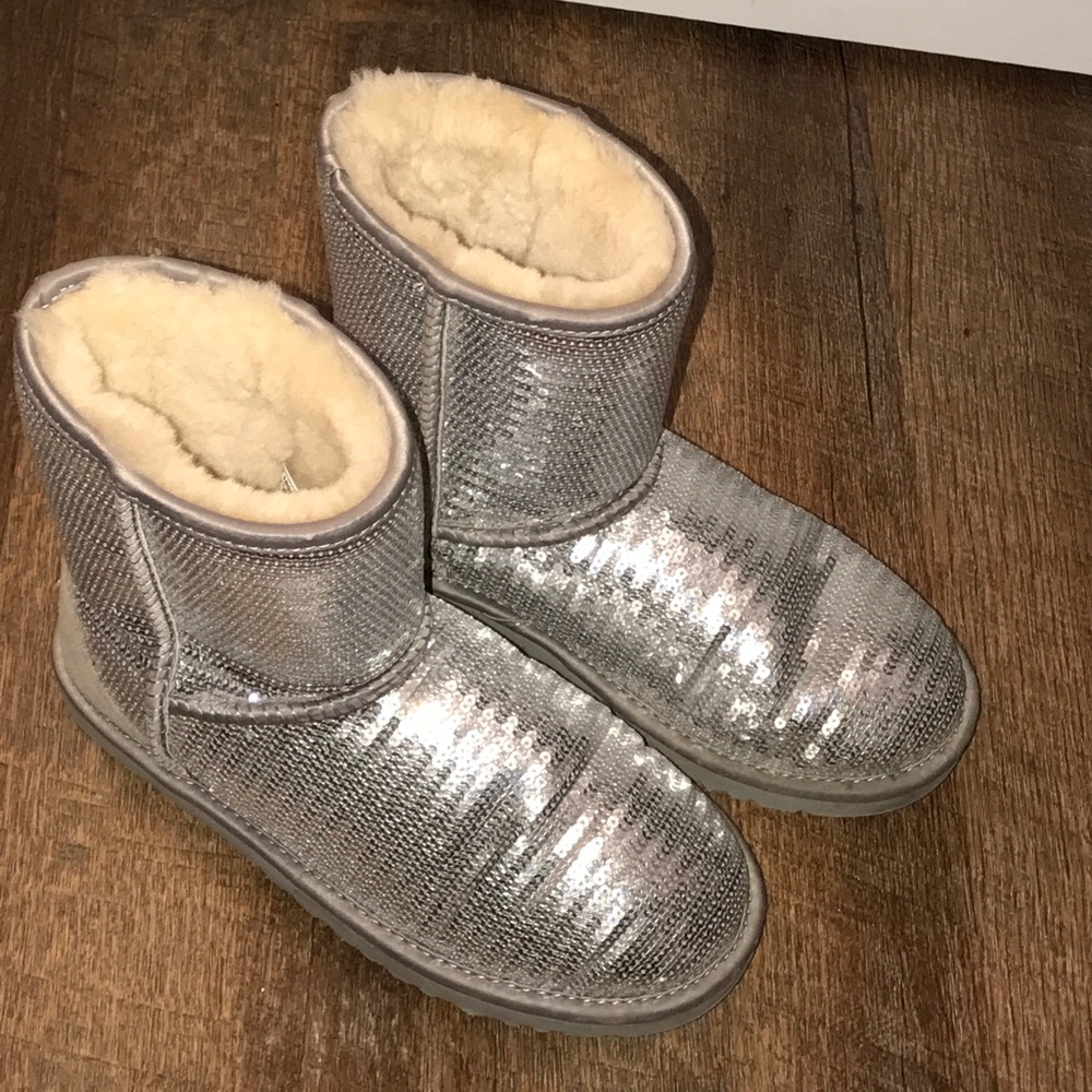 Silver Sequin Ugg Boots