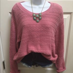 Vintage woman's dusty pink loose baggy sweater S Y2k 90’s