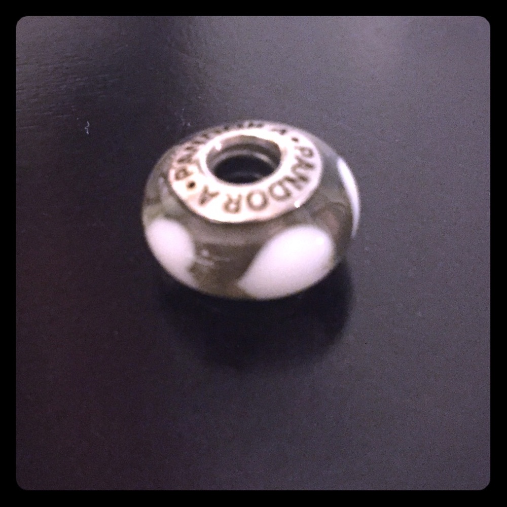 Authentic Pandora glass bead black & white hearts