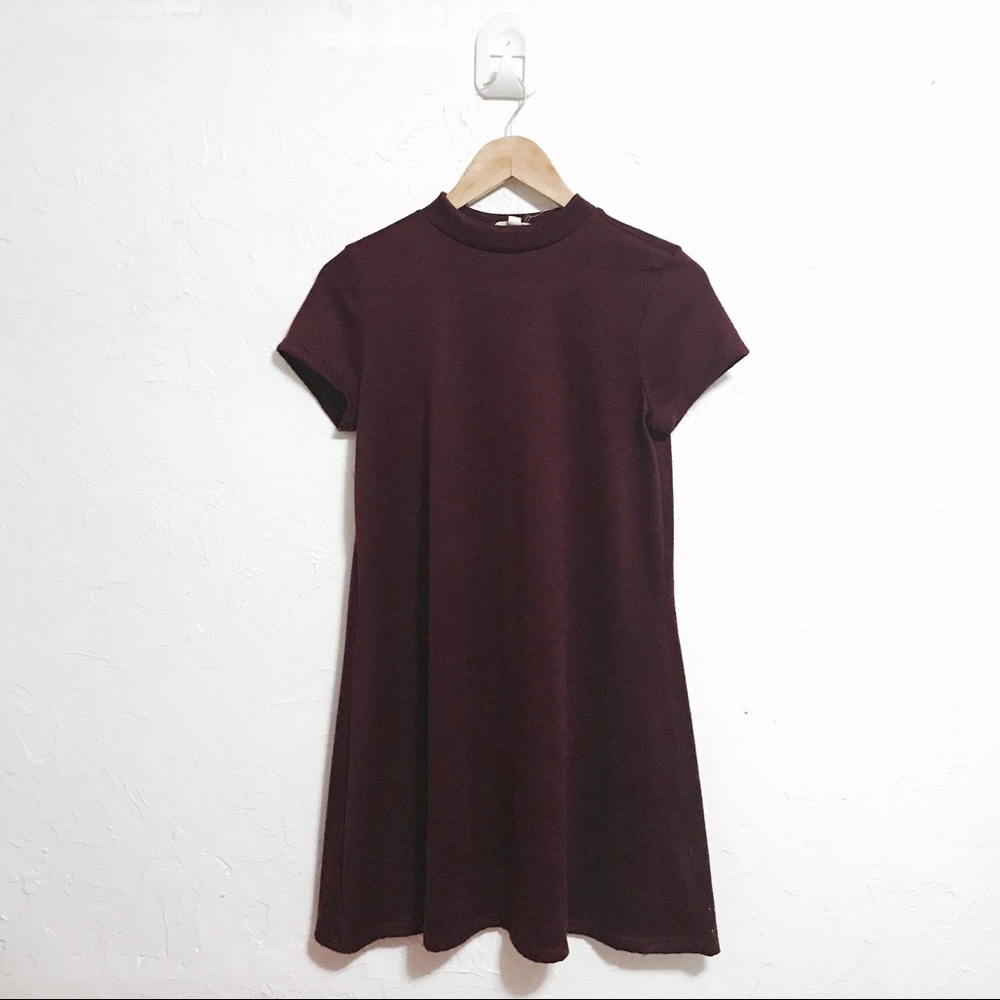 Maroon Mock Neck Dress