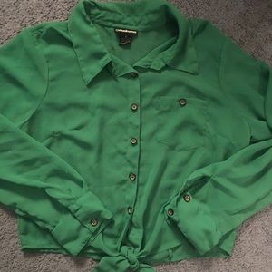 Green button down
