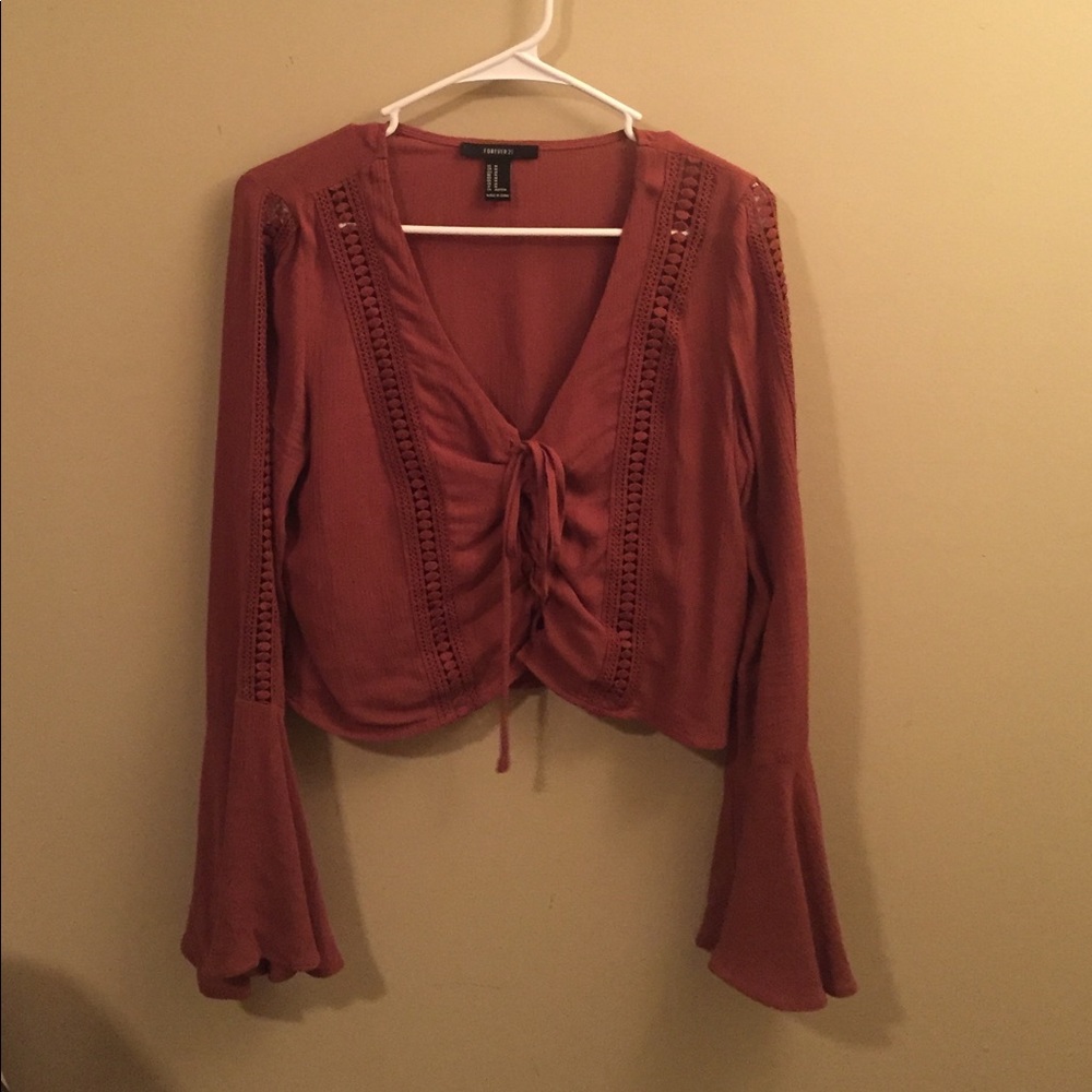 Burnt orange long sleeves crop top!!