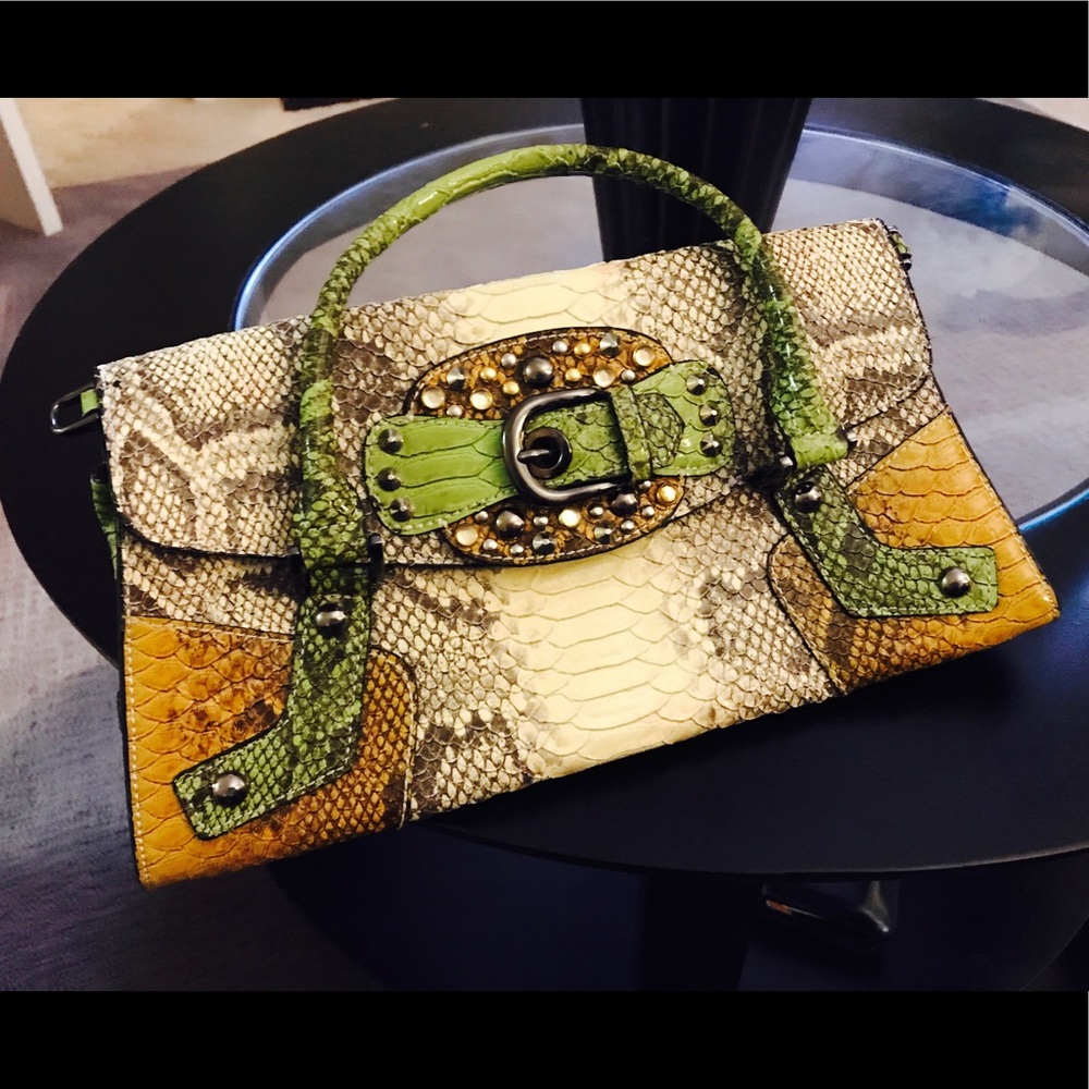 Faux snake skin hand bag