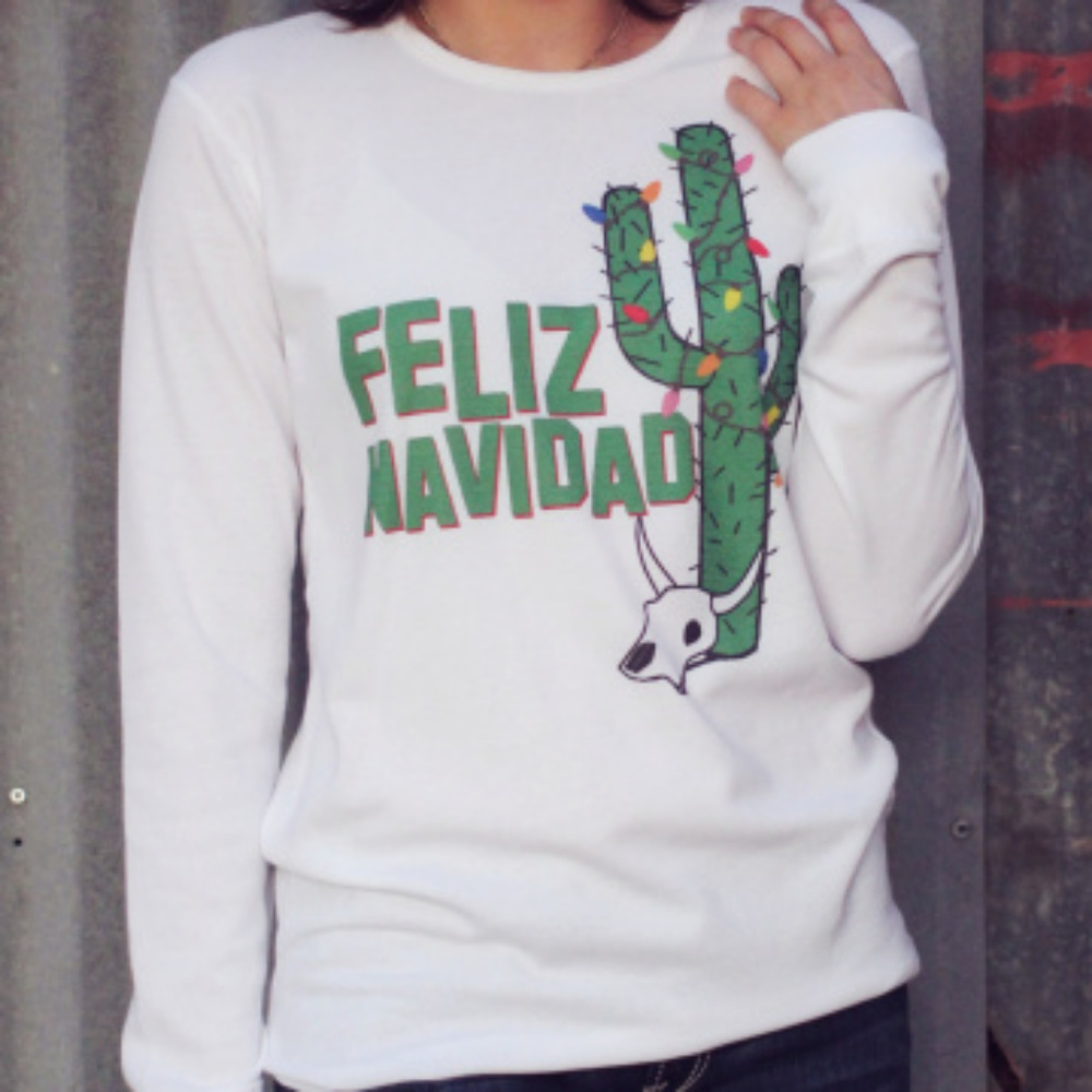 Feliz Navidad Long Sleeve Thermal White NWT