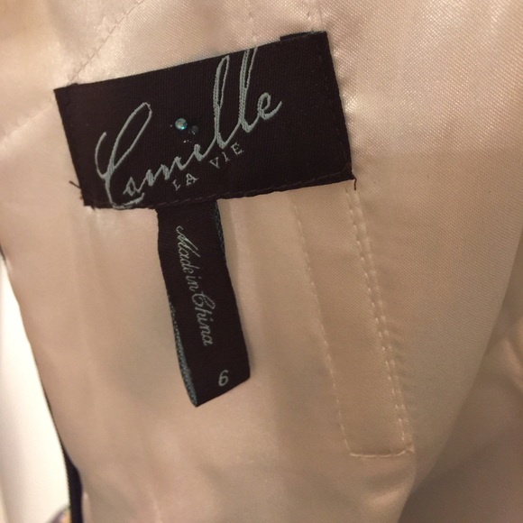 Camille LaVie Navy Lace Prom Dress Size 6 - Picture 5 of 6