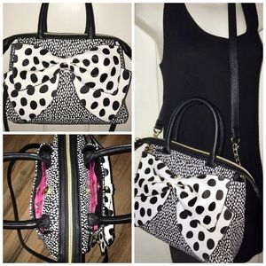 Betsey Johnson Polka Dot Large Bow Satchel Purse