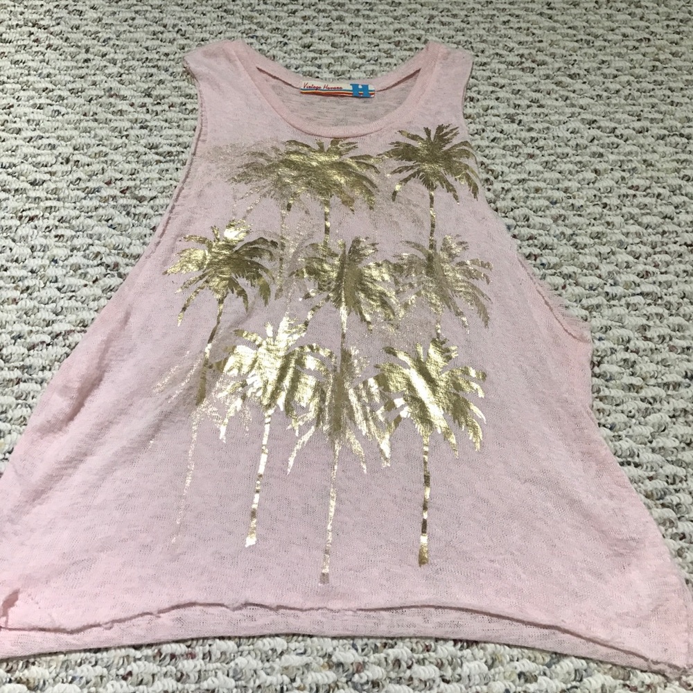 Vintage Havana Gold Palm Tree Muscle Tee