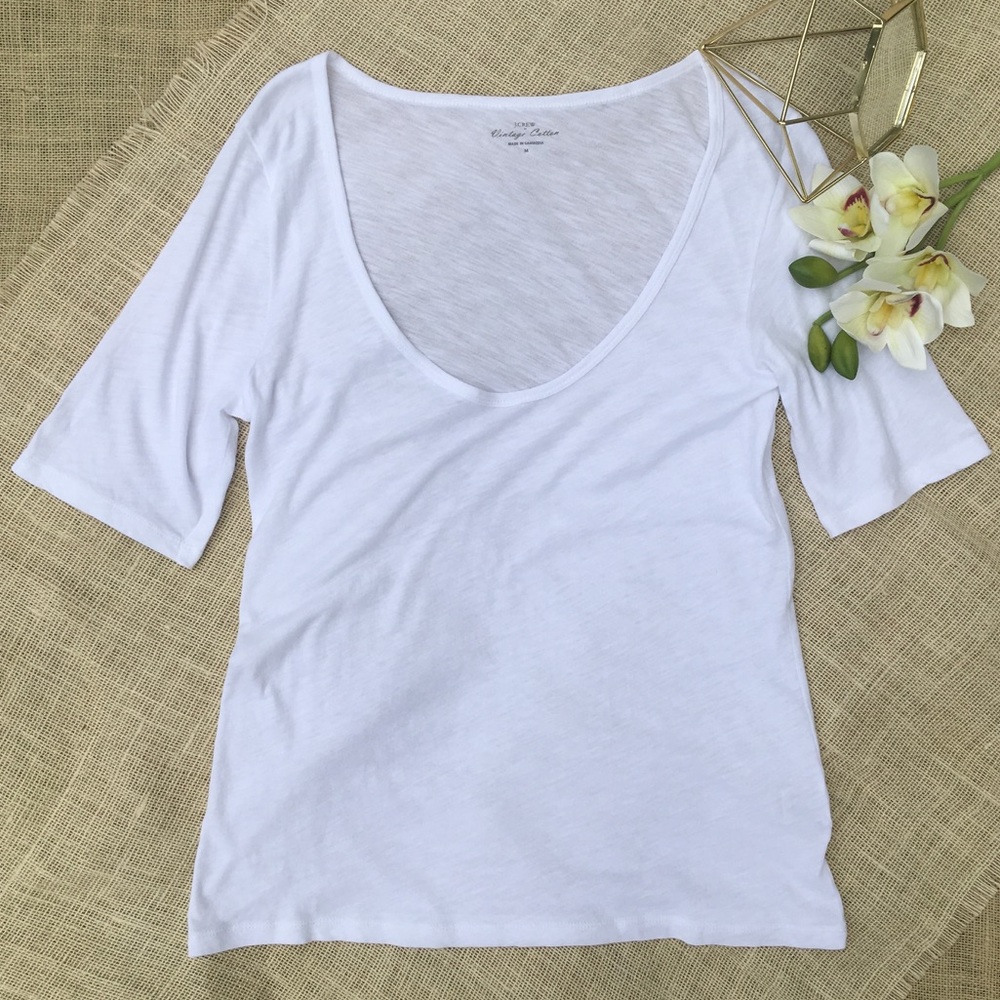 SOLD J. Crew Vintage Cotton Scoop T Shirt 1/2 - Picture 1 of 8
