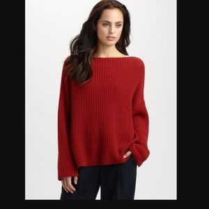Vince Ribbed Boatneck Cropped Sweater