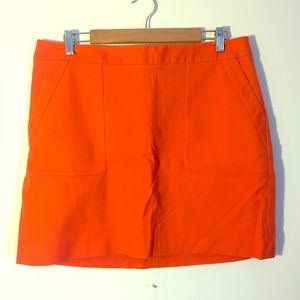 Orange Red Cotton Skirt with pockets