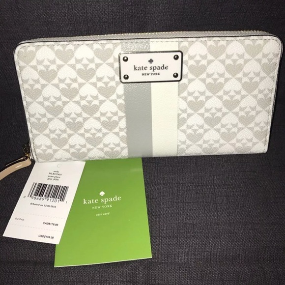 kate spade Handbags - Kate Spade Penn Place Neda Logo Wallet grey white