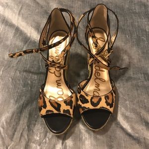 Sam Edelman Strappy, Leopard Print Wedges