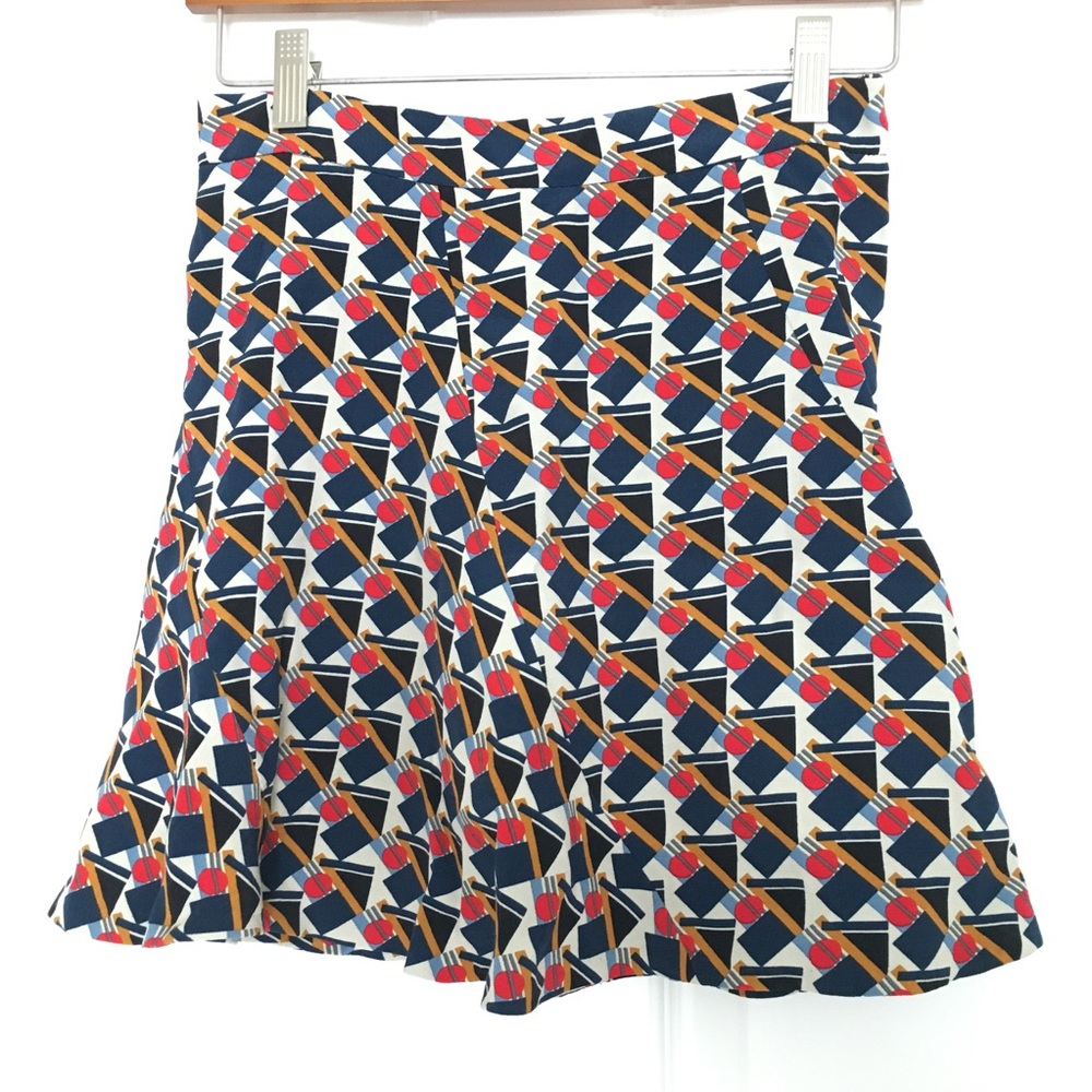 ZARA Geometric Print A-Line Skirt