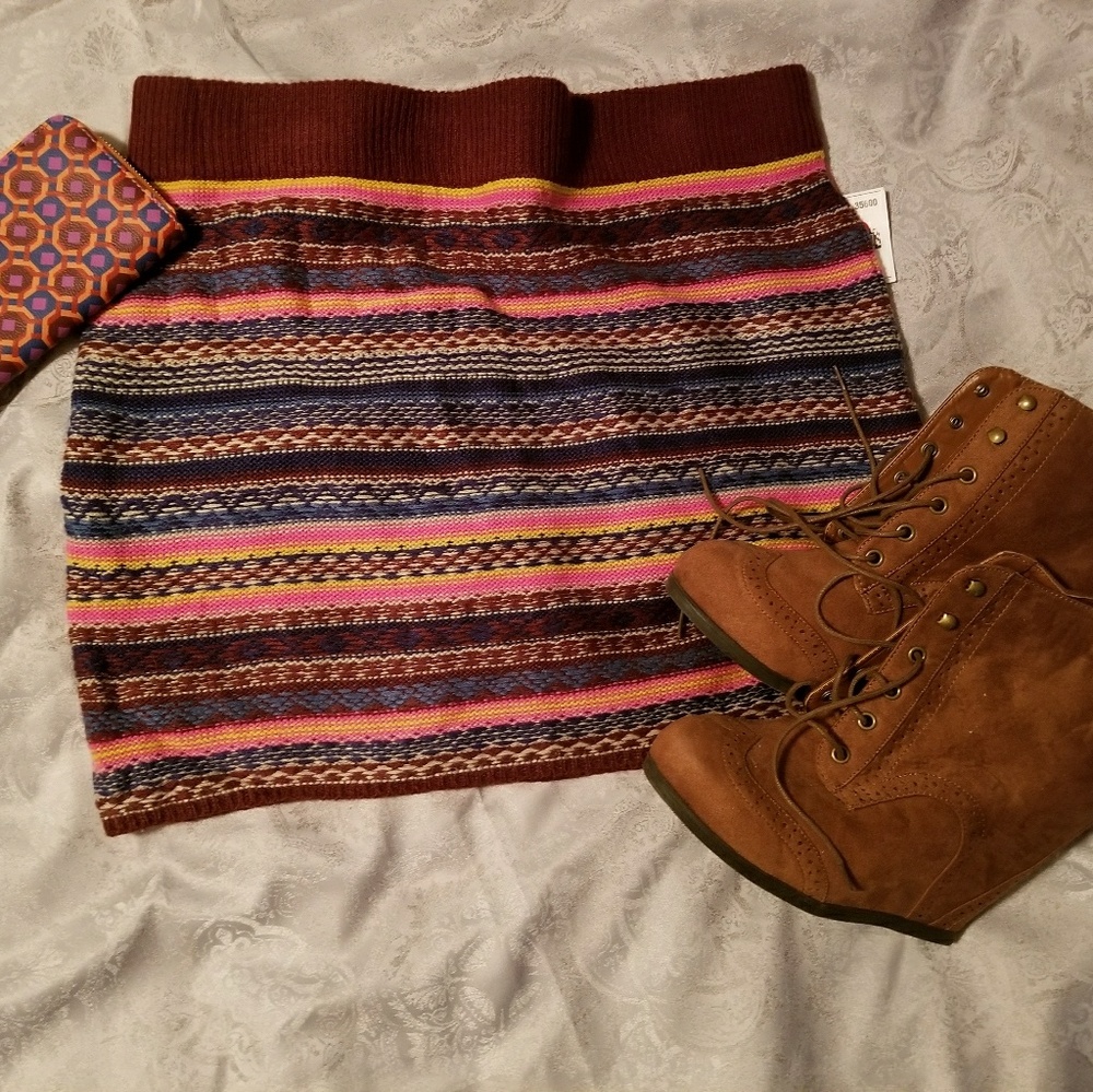 Mossimo multicolored tribal knit skirt