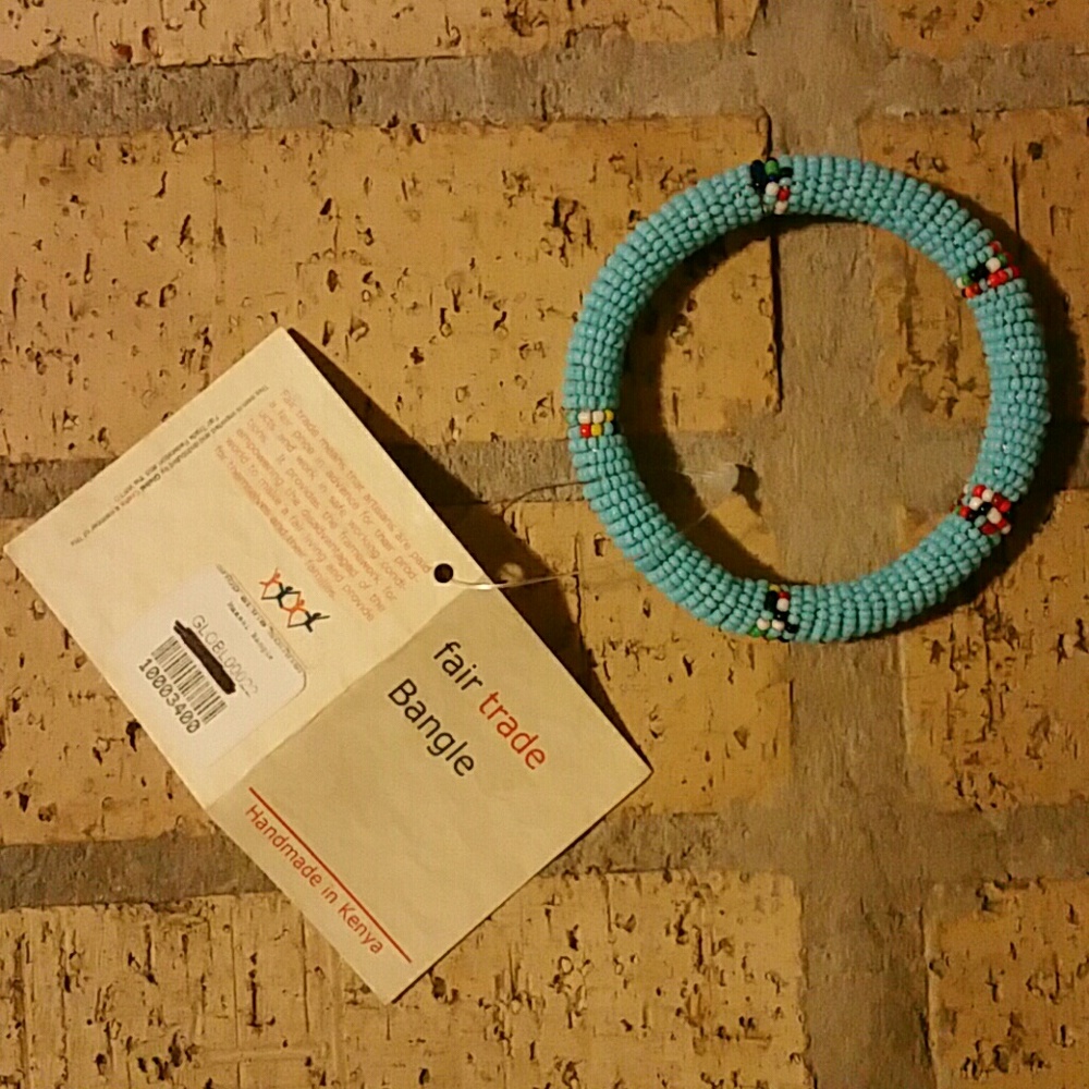 Fair Trade Blue Glass Beaded Bangle