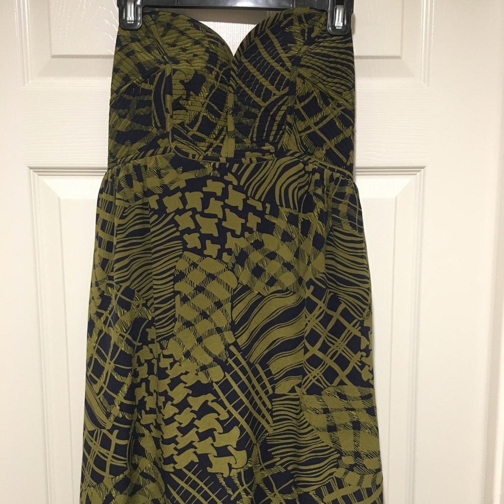 Anthropologie Silken Stitches Strapless Dress