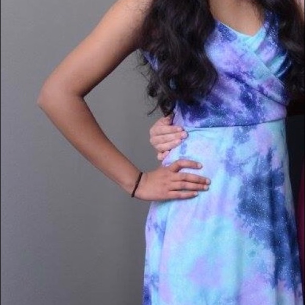 Blue and purple sparkly prom dress