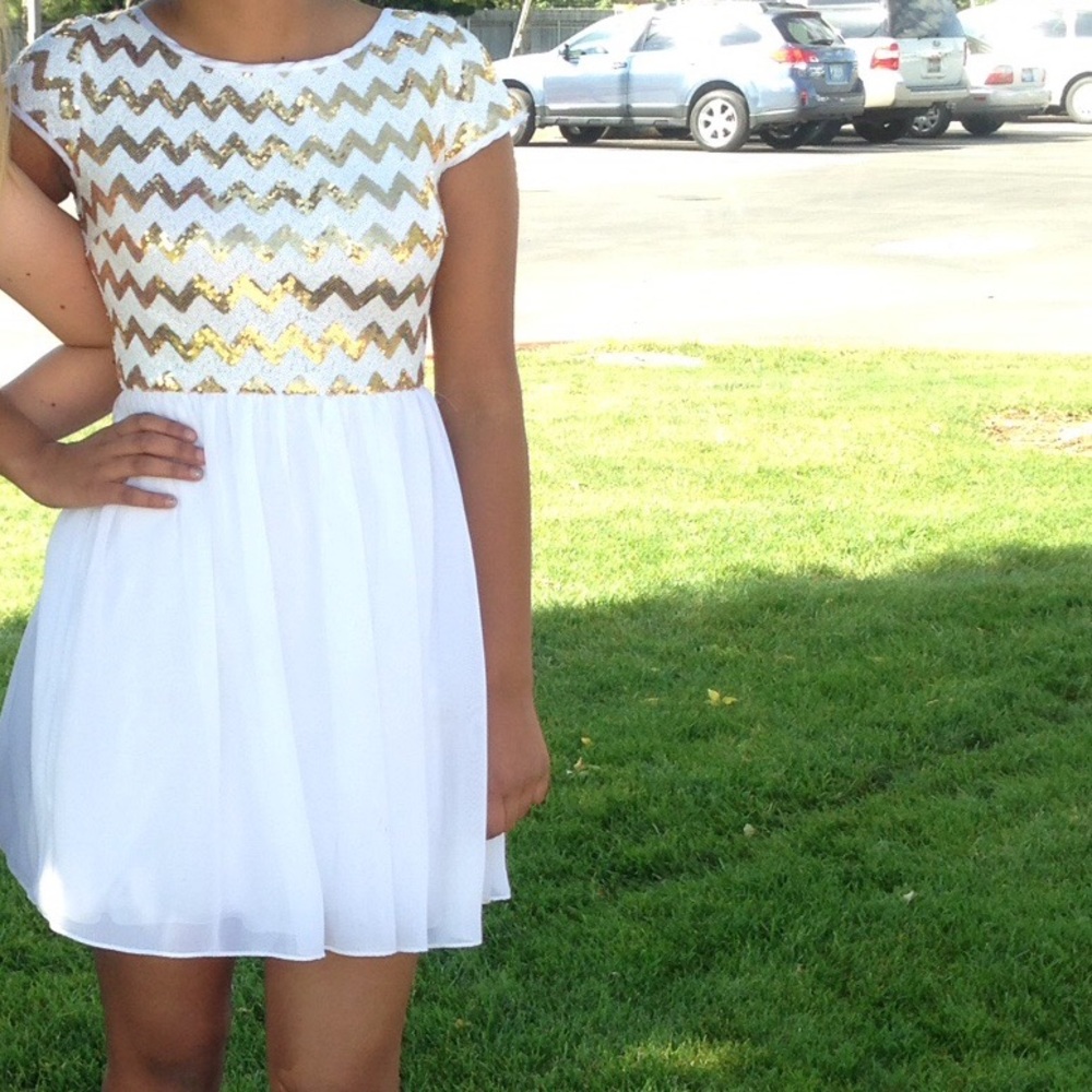 Gold and white dress