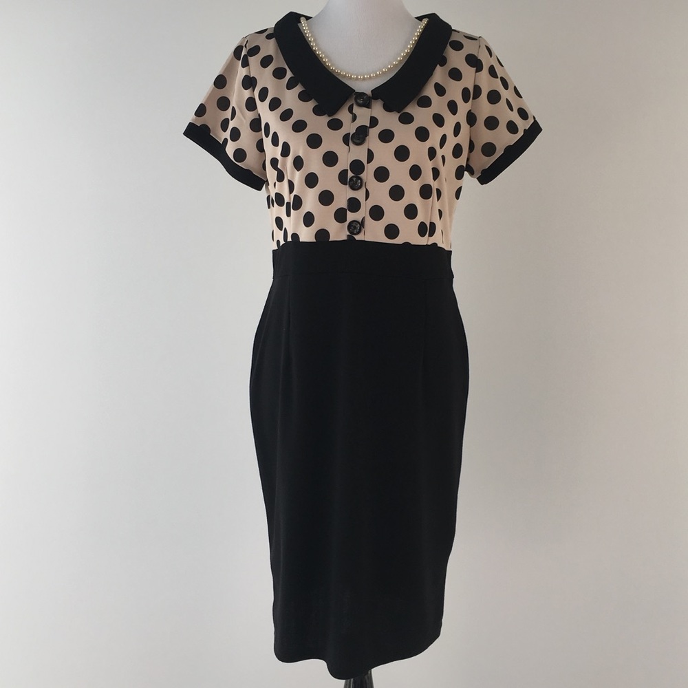 ‼️SALE🥂Polka Dot & Black Dress Fits like XL