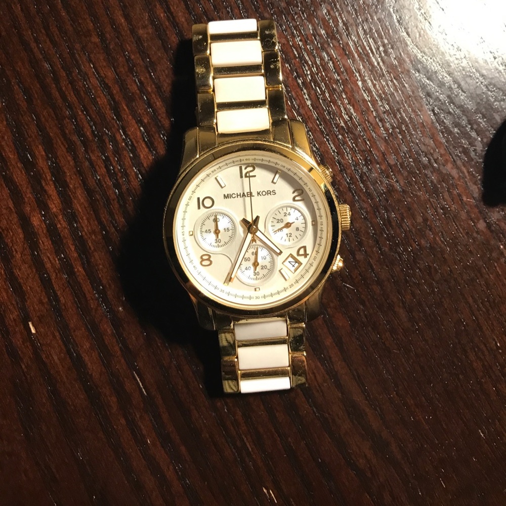 White and gold michael Kors watch