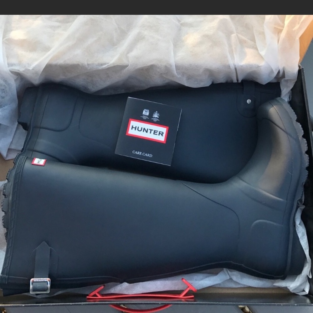 Tall navy hunter boots matte finish
