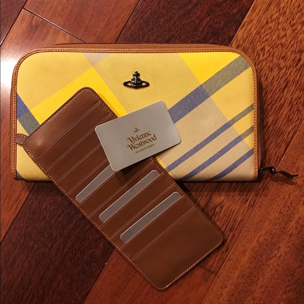 Vivienne Westwood clutch wallet yellow plaid check