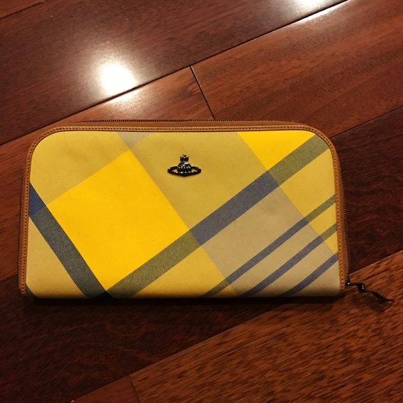 Vivienne Westwood clutch wallet yellow plaid check - Picture 2 of 5