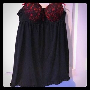Black\red Padded bra lingerie (with bra straps)